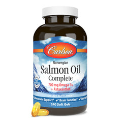Back nutrition facts panel of Carlson Salmon Oil Complete