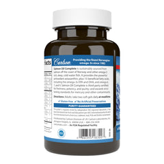 Carlson Salmon Oil Complete label highlights 15 fatty acids for a broad nutrient profile.