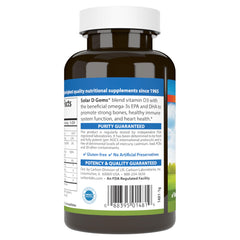 Back nutrition facts panel of the bottle