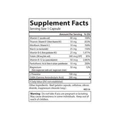 Supplement facts panel for Carlson Totally Zen