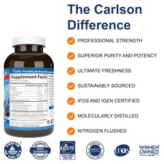 Orange flavored omega-3 fish oil softgels next to bottle