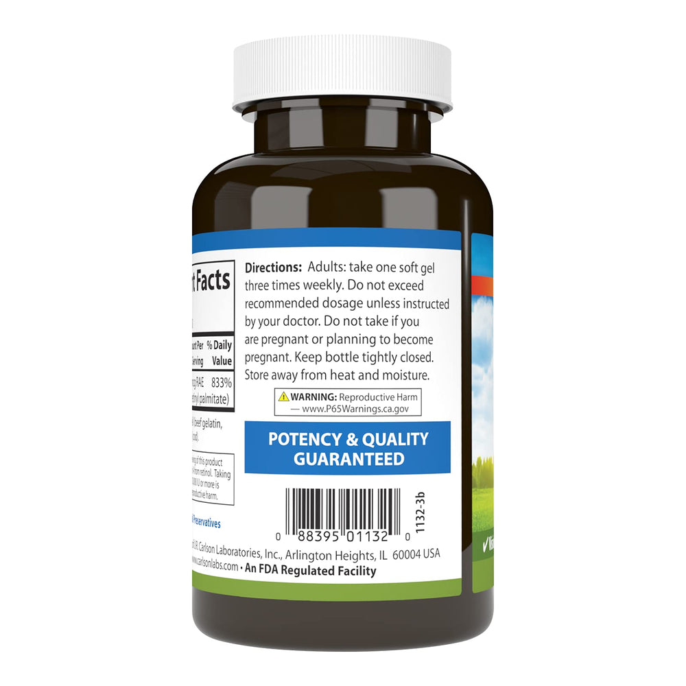 Softgels of Carlson Vitamin A 25,000 IU