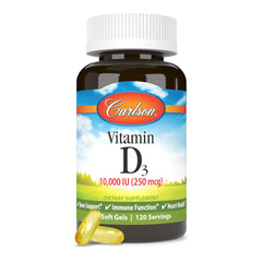 Gluten-free label on Carlson Vitamin D3 bottle