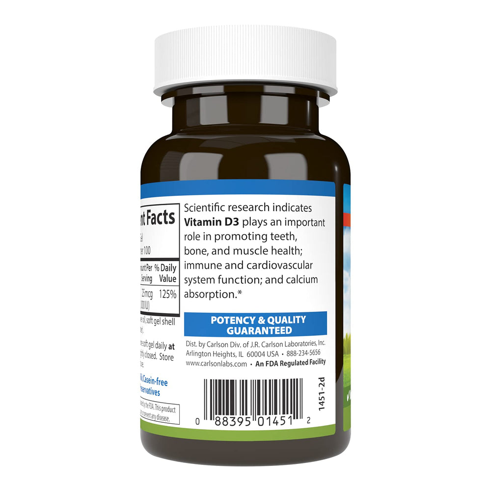 Carlson Vitamin D3 label close-up