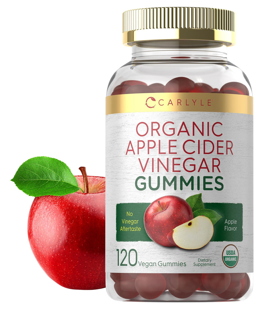 Carlyle front label showing organic apple cider vinegar gummies and benefits