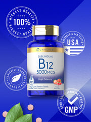 250 count fast-dissolve vitamin B12 tablets and bottle