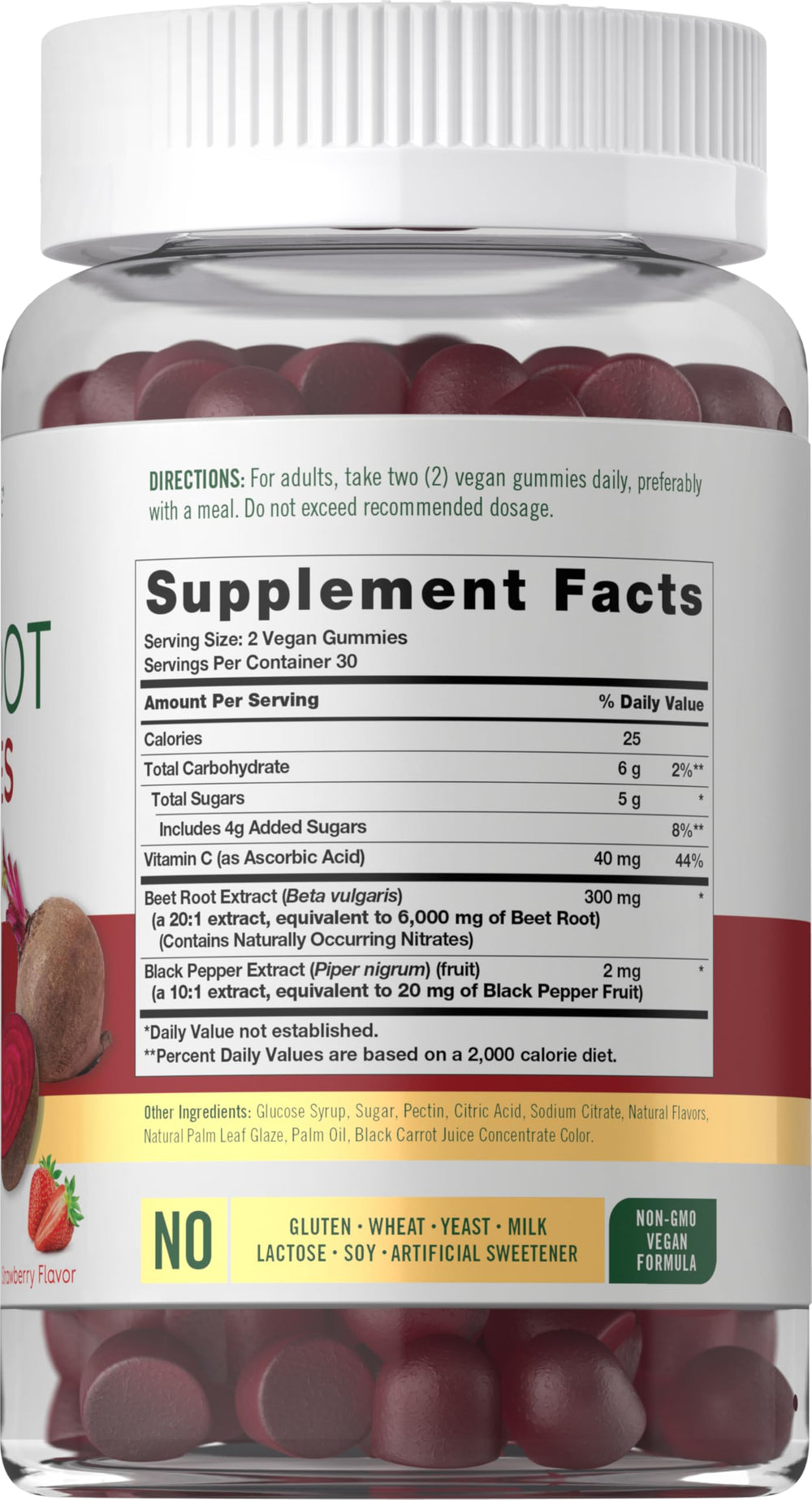 Carlyle Beet Root Gummies bottle back label with nutrition