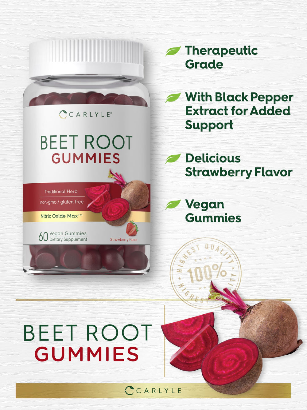 Ingredients: Beet Root Nitrate Complex, Vitamin C, Black Pepper