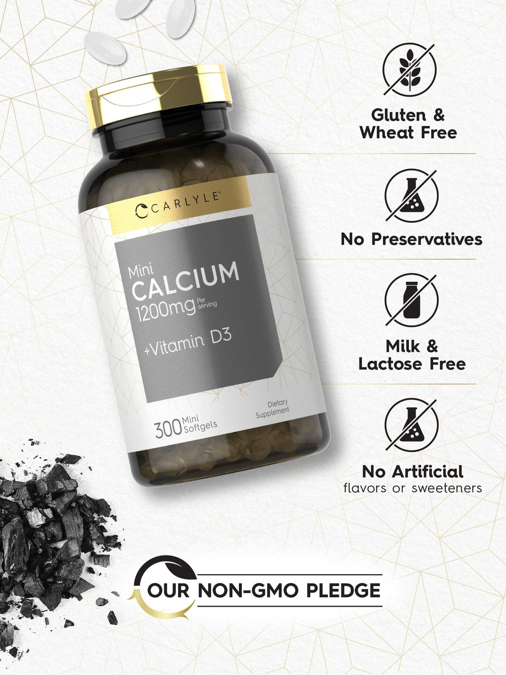 Bottle label highlighting Vitamin D3 information
