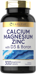 Front view of Carlyle Calcium Magnesium Zinc D3 300 caplets bottle