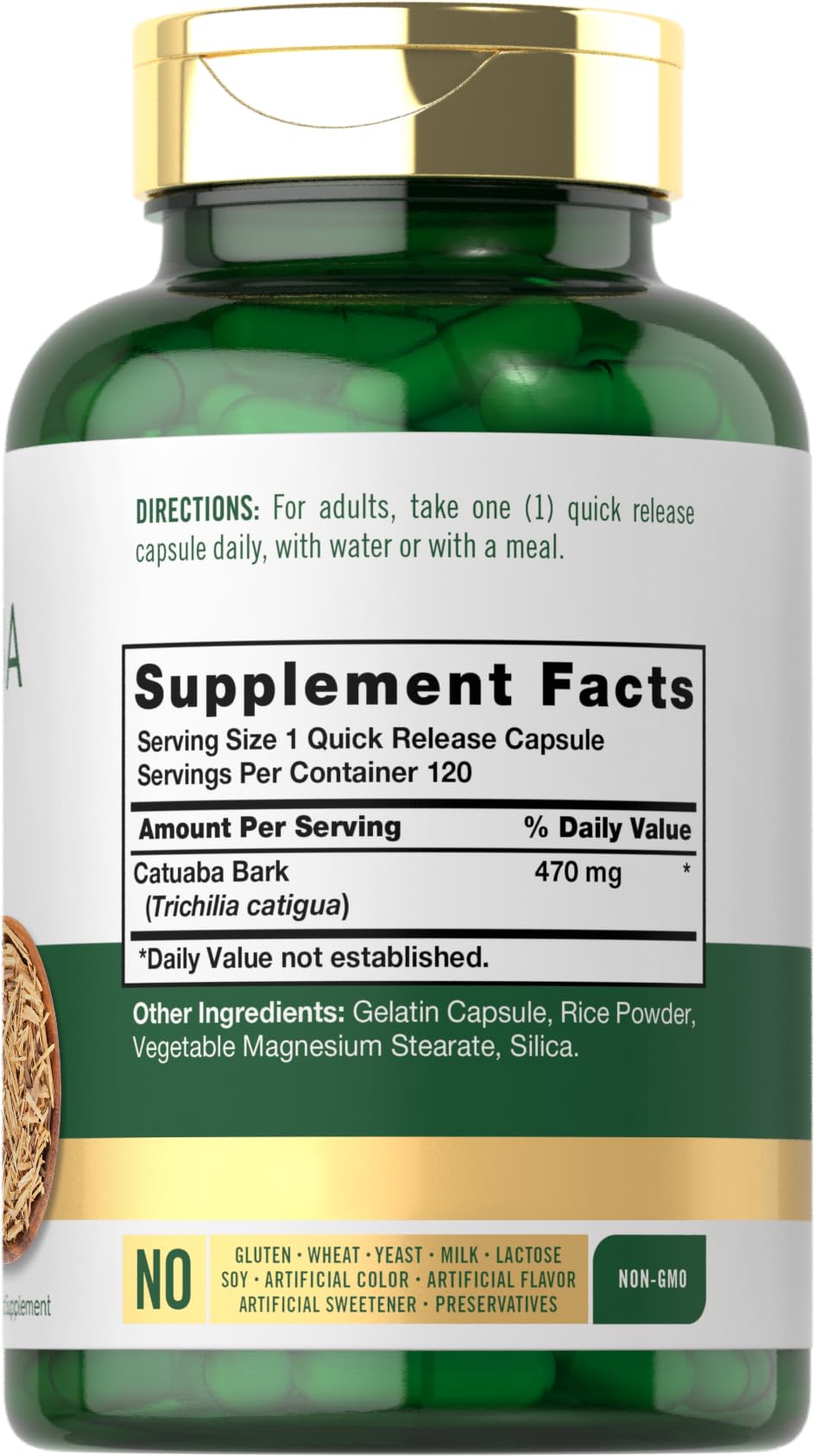 Bottle of Carlyle Catuaba Bark Extract with 120 capsules