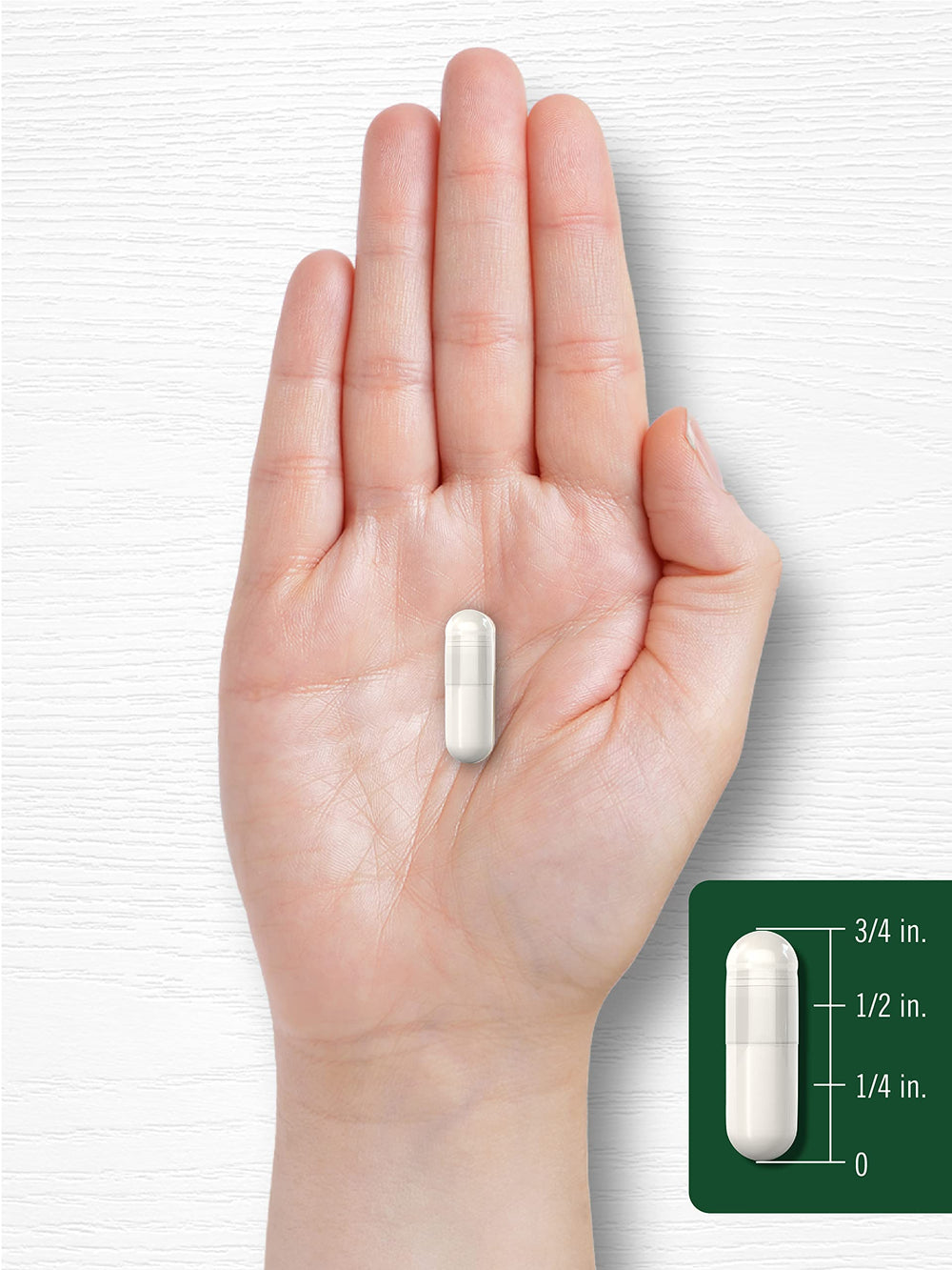 Bottle and capsules on a wooden surface lifestyle shot