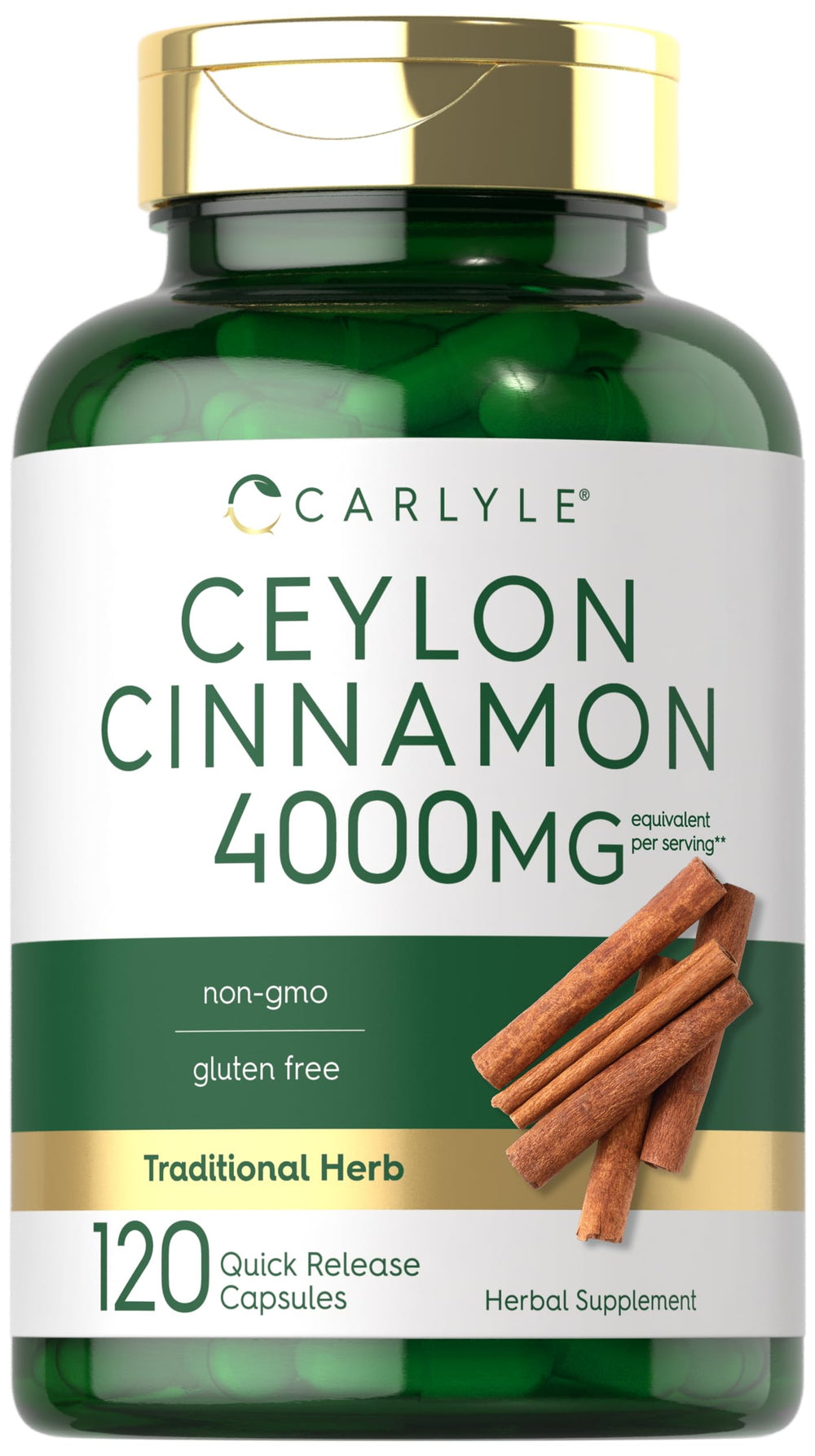 Carlyle Ceylon Cinnamon capsules bottle label
