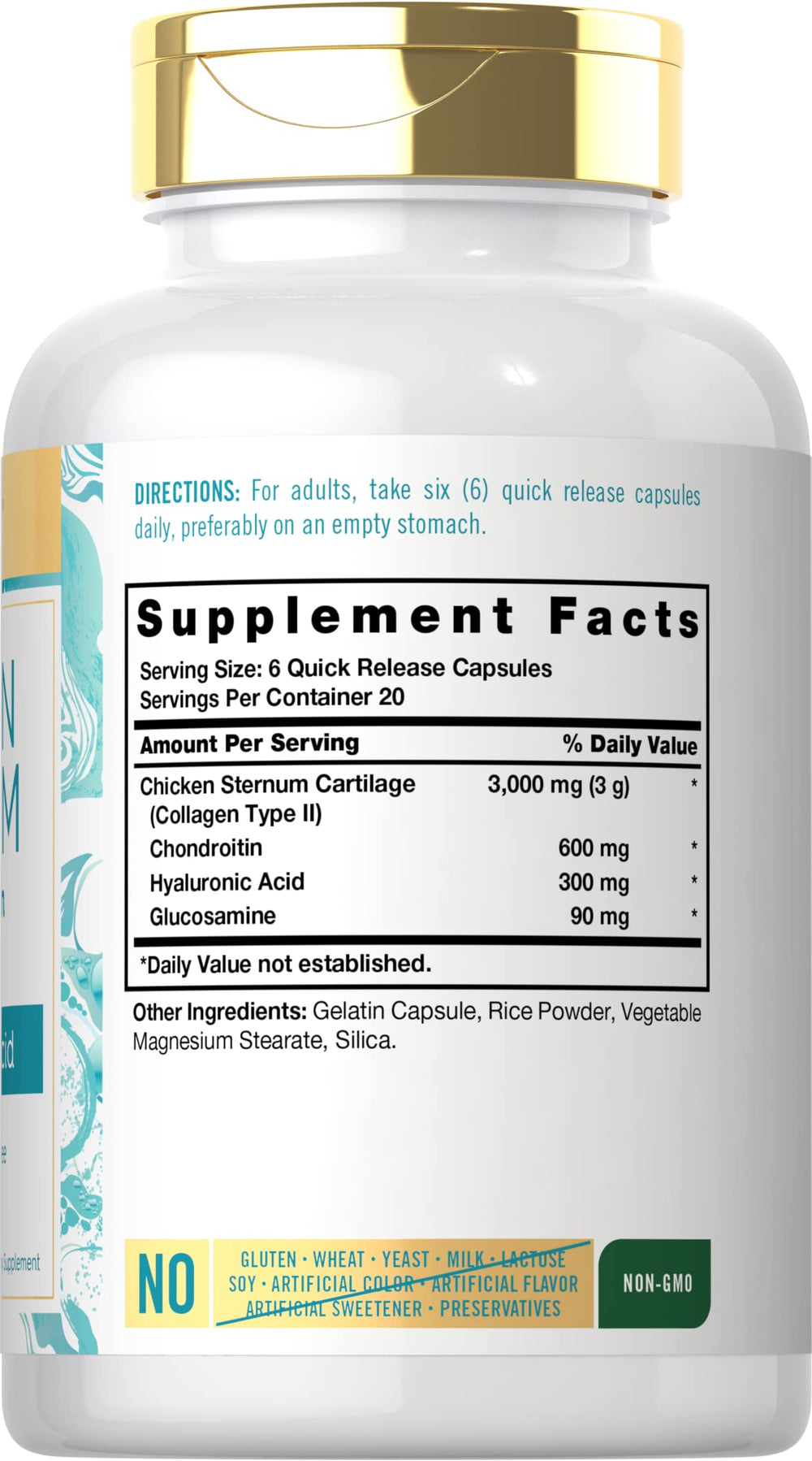 Close-up of Type II collagen capsules