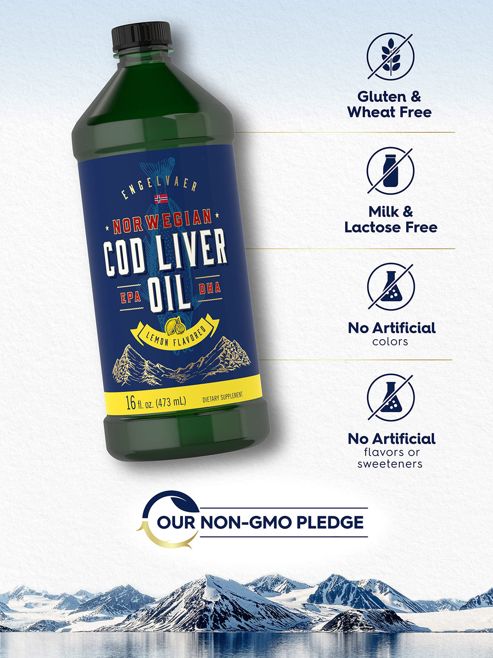 Ingredients highlight lemon flavor for Carlyle Cod Liver Oil Liquid