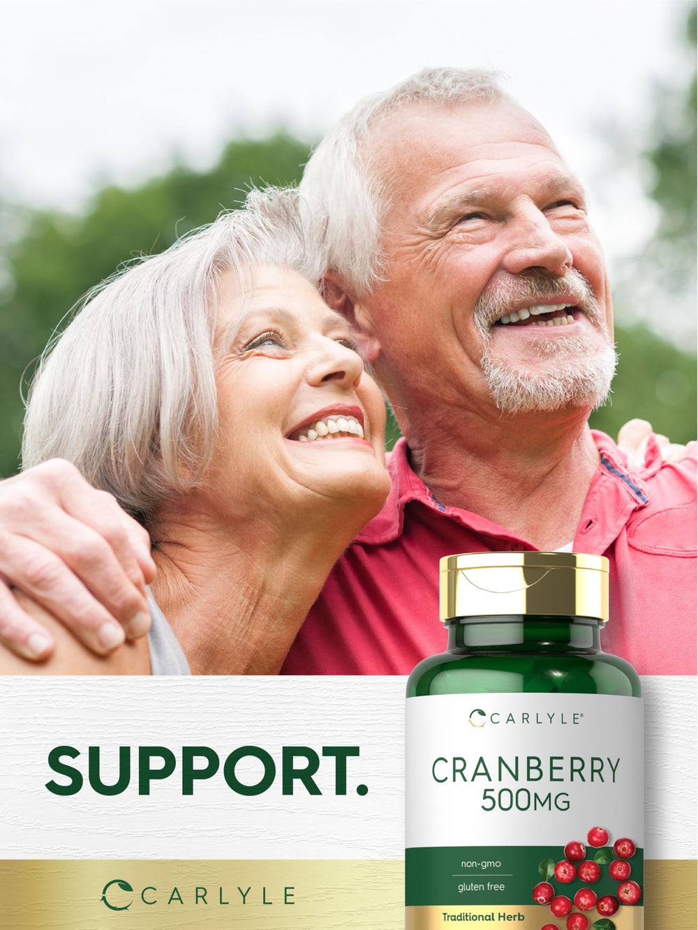 Lifestyle shot showing Carlyle Cranberry Pills for daily wellness