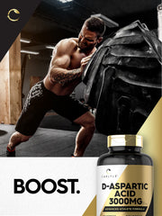 Box highlighting gluten-free and non-GMO status for Carlyle D-Aspartic Acid.