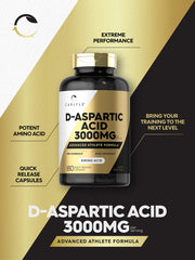 Carlyle D-Aspartic Acid label front notes gluten-free and non-GMO ingredients.