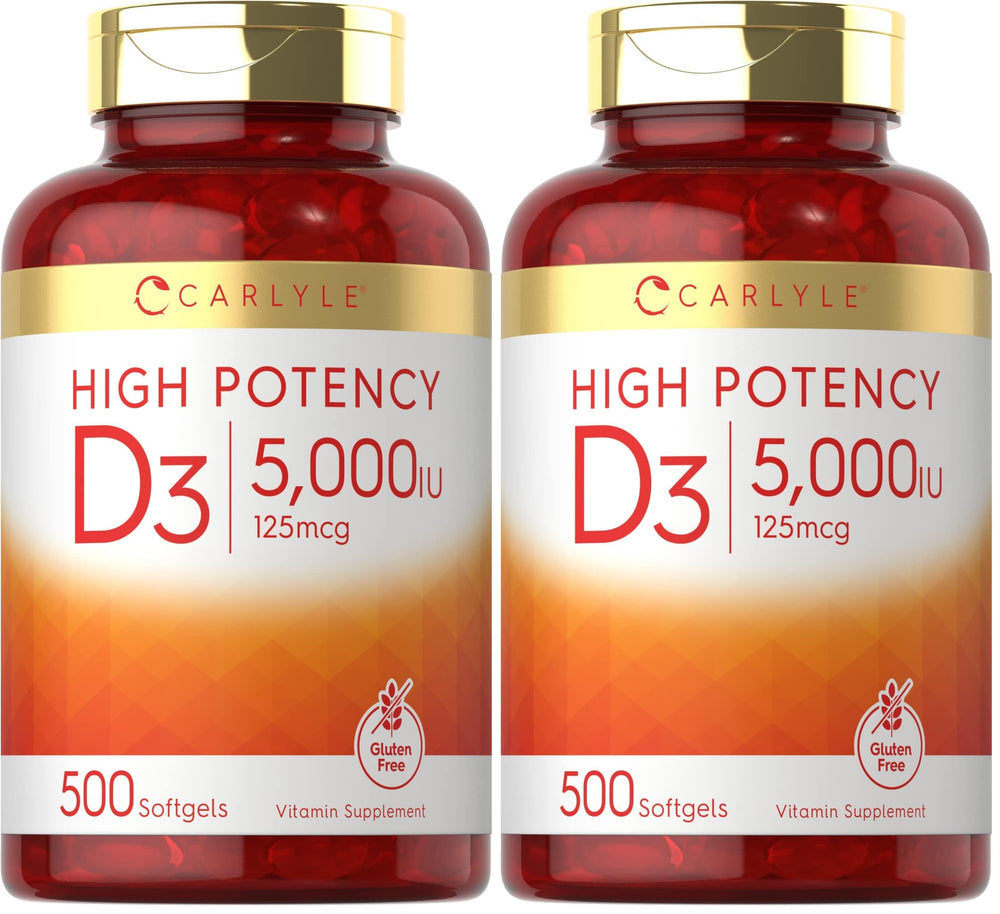 Front view of Carlyle Vitamin D3 5000 IU softgels