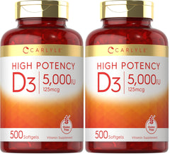 Front view of Carlyle Vitamin D3 5000 IU softgels