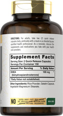 Close-up of DHEA 100mg capsules