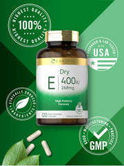 Nutrition facts panel for Carlyle Dry Vitamin E 400 IU