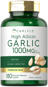 Carlyle Garlic 1000mg odorless caplets bottle – front view