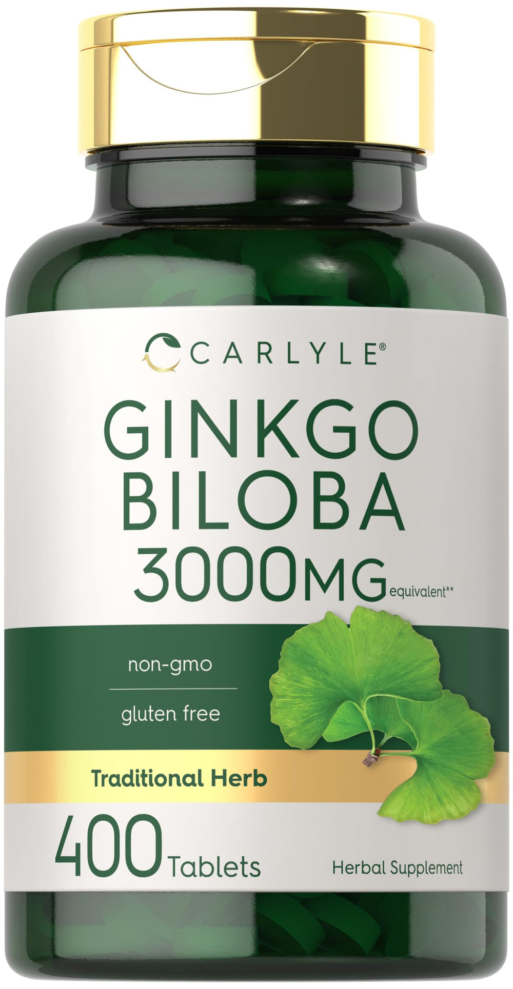 Carlyle Ginkgo Biloba 3000mg bottle with 400 tablets