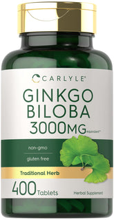 Carlyle Ginkgo Biloba 3000mg bottle with 400 tablets