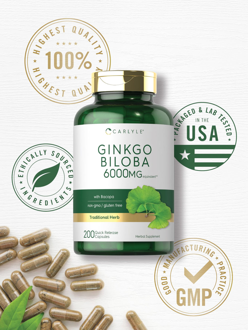 Ingredients panel for Carlyle Ginkgo Biloba Pills