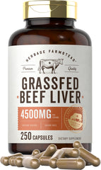 Carlyle Grass Fed Beef Liver Capsules bottle label - 4500mg per serving
