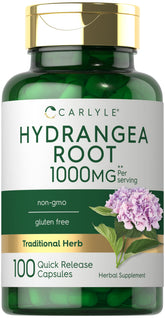 Front view of Carlyle Hydrangea Root Capsules bottle
