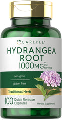 Front view of Carlyle Hydrangea Root Capsules bottle