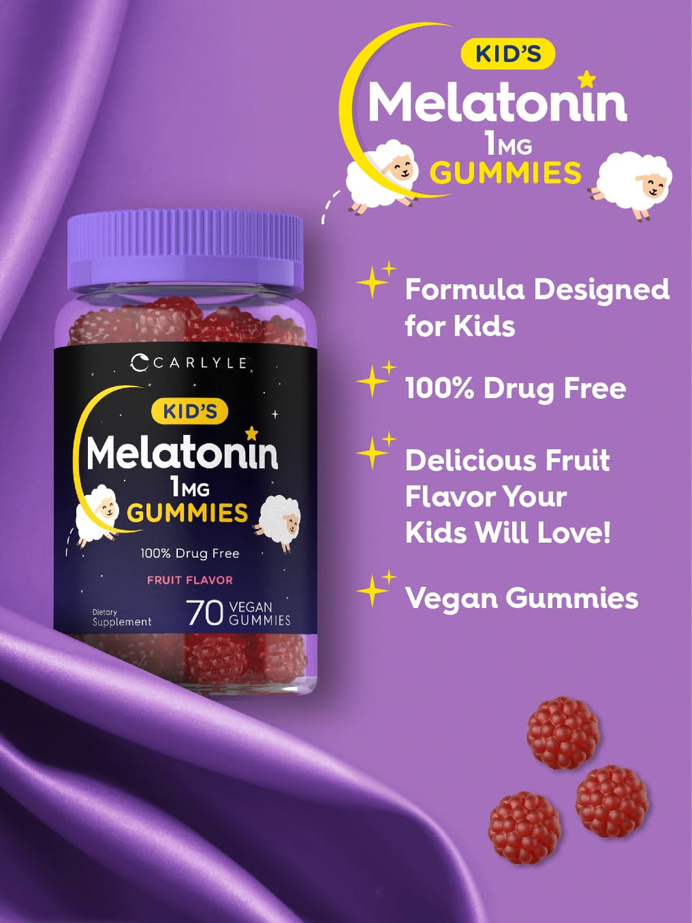 Ingredients panel for Carlyle Kids Melatonin Gummies
