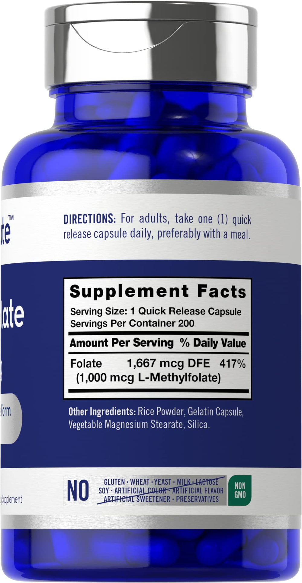 Close-up of L-Methylfolate 1000mcg capsules