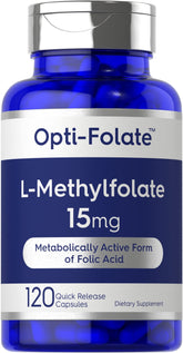 Front-facing view of Carlyle L-Methylfolate 15mg bottle