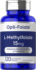 Front-facing view of Carlyle L-Methylfolate 15mg bottle