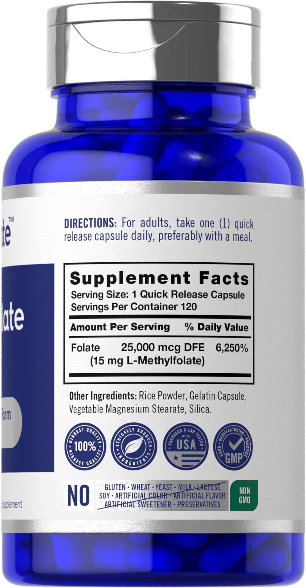 Carlyle L-Methylfolate 15mg bottle label close-up