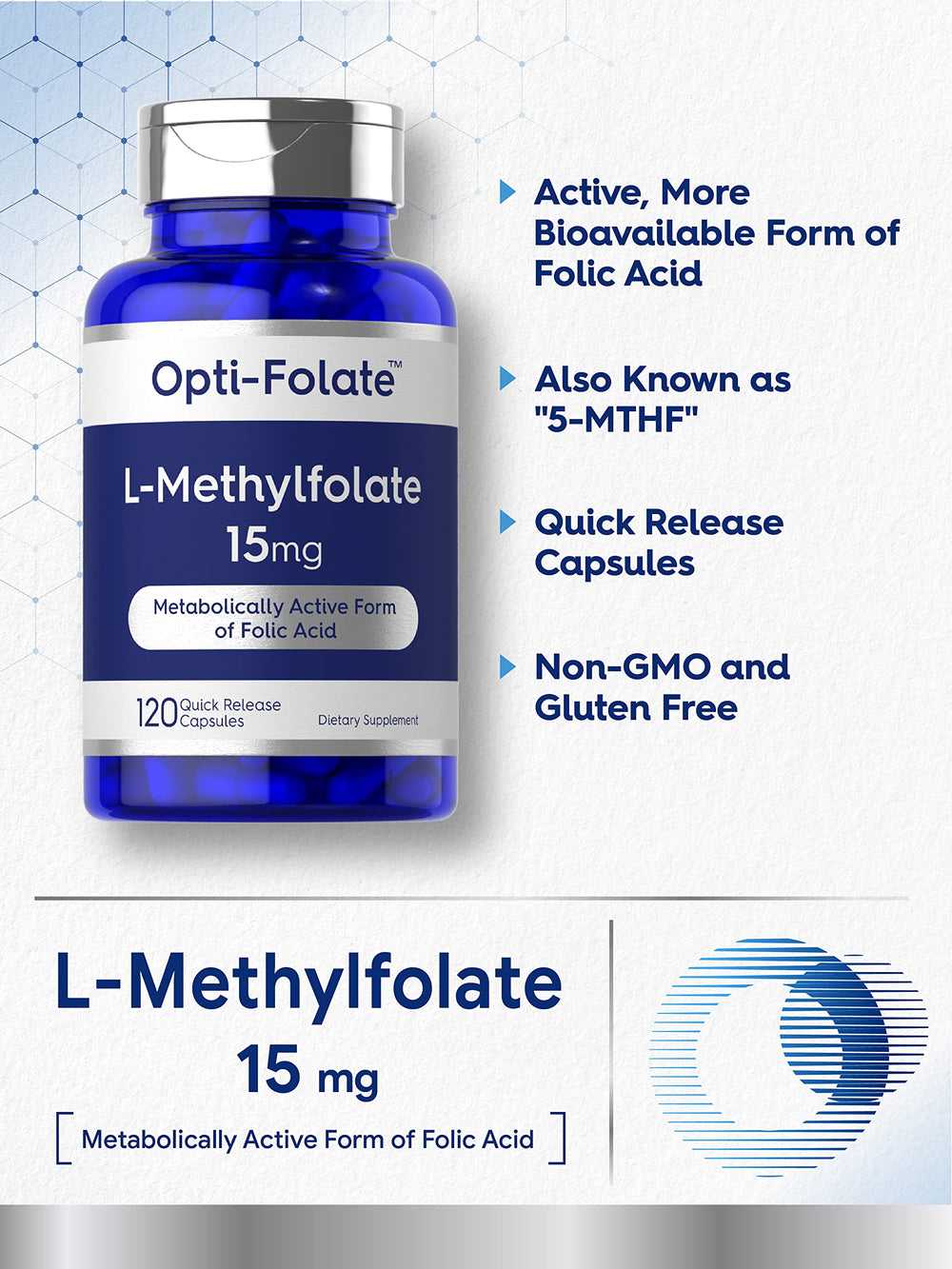 Capsules of Carlyle L-Methylfolate 15mg
