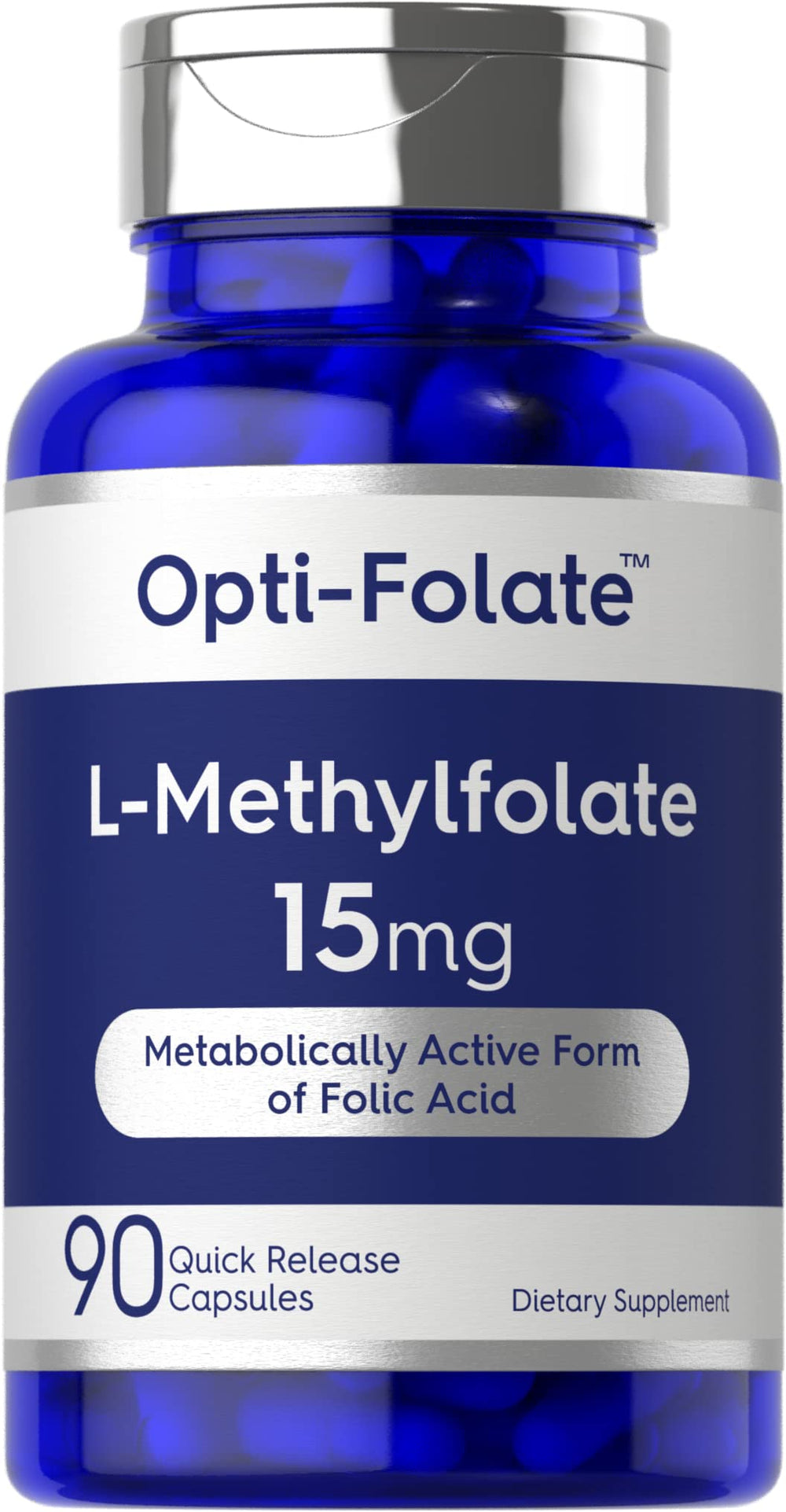 Front bottle of Carlyle L-Methylfolate 15mg 90 capsules
