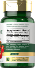 Bottle label showing Lycopene 40mg details