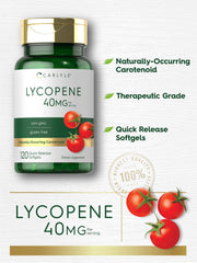 Close-up of Lycopene 40mg text on bottle label