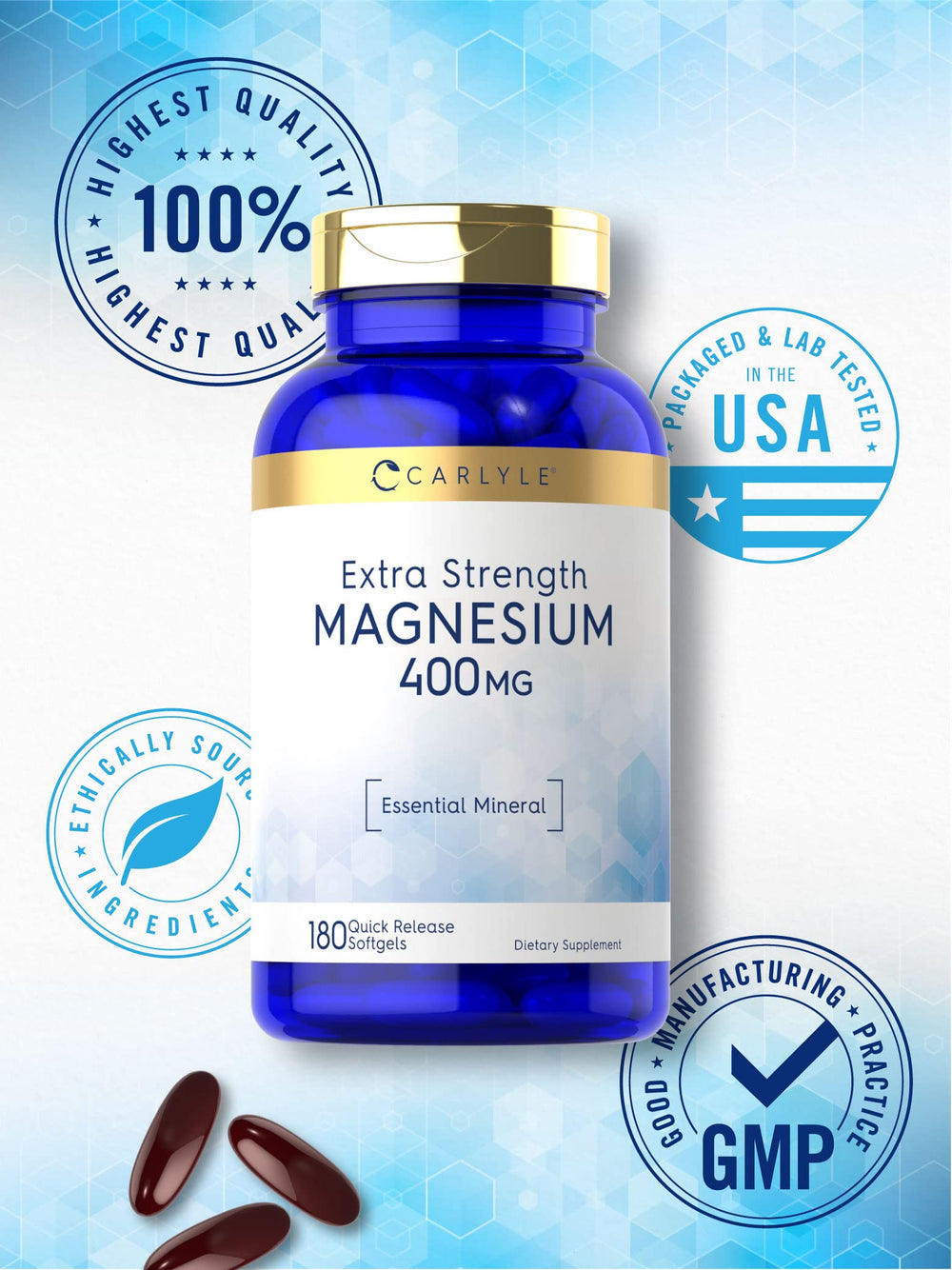 Ingredients and supplement facts for Carlyle Magnesium Oxide 400mg