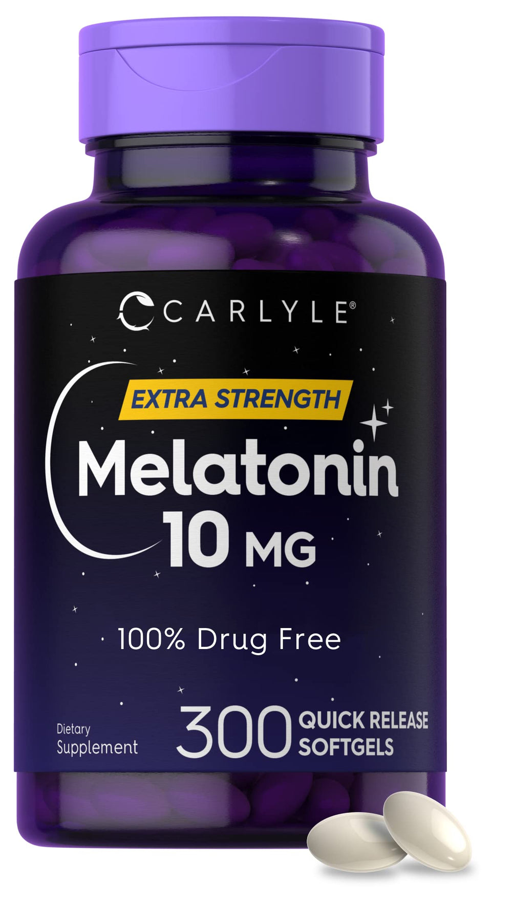Carlyle Melatonin 10mg softgels bottle with 300-count label