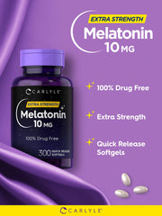 Close-up of Carlyle Melatonin 10mg quick-release softgels