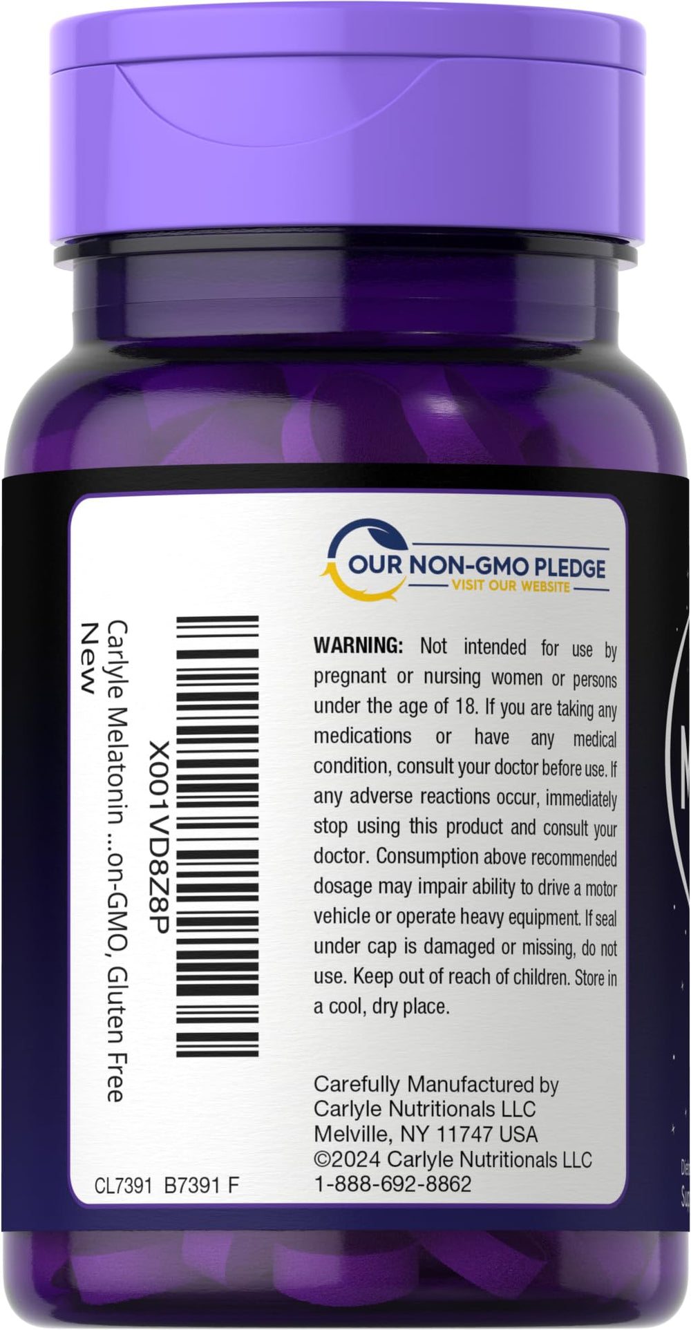 Carlyle Melatonin 12 mg bottle label