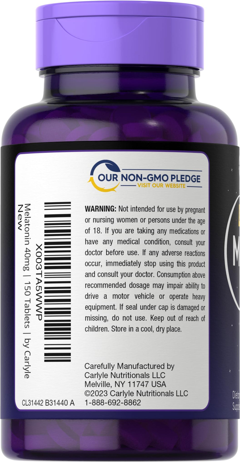 Beet root and natural ingredients included in Carlyle Melatonin 40mg Complex