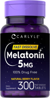 Carlyle Melatonin 5 mg fast dissolve berry flavor bottle – front view