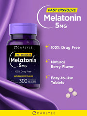 Vegetarian-friendly Carlyle Melatonin packaging and tablet imagery