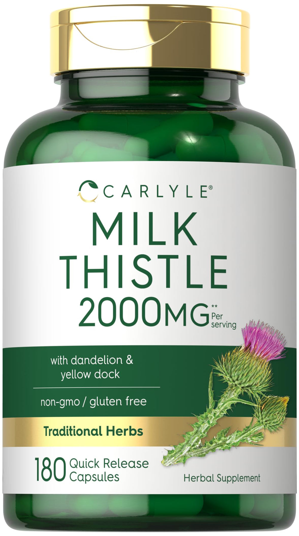 Carlyle Milk Thistle 2000mg bottle with 180 capsules